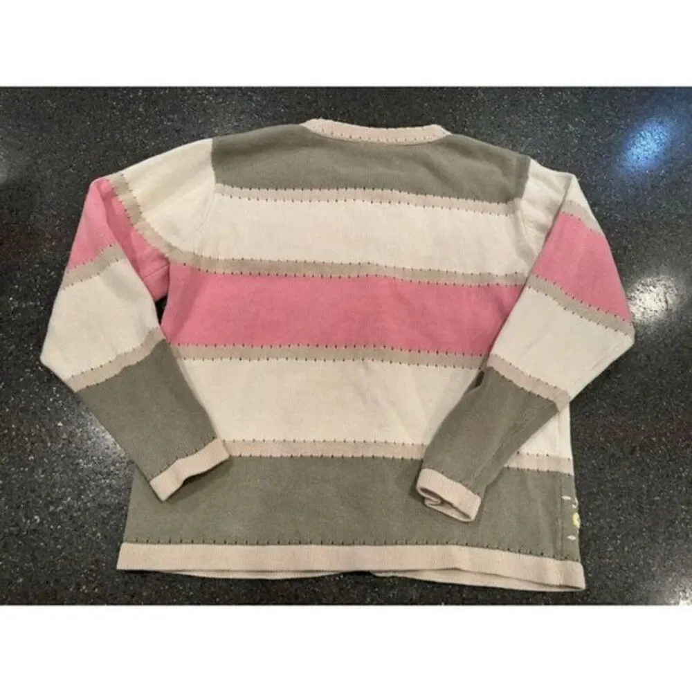 Vintage Northern Reflections‎ Floral Embroidered Grandma Sweater Small Pink
